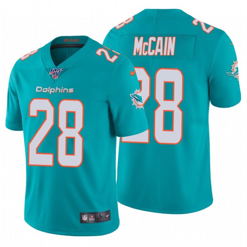 Men Miami Dolphins #28 Bobby McCain Nike Green 100th Vapor Limited NFL Jersey